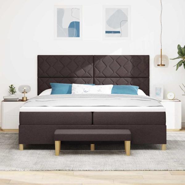 Boxspringbett mit Matratze & Bank Dunkelbraun 200x200 cm Stoff