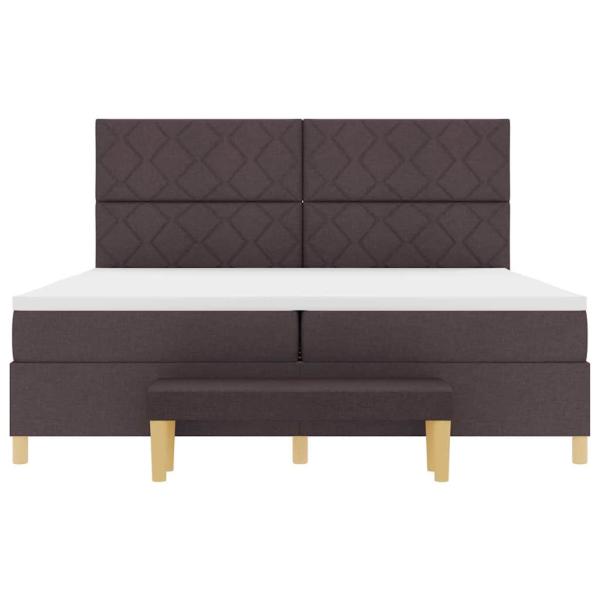 Boxspringbett mit Matratze & Bank Dunkelbraun 200x200 cm Stoff