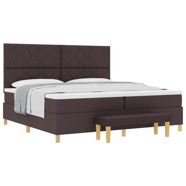 Boxspringbett mit Matratze & Bank Dunkelbraun 200x200 cm Stoff
