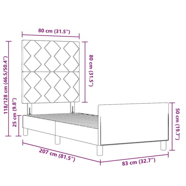 Bettgestell Dunkelbraun 80x200 cm aus Stoff