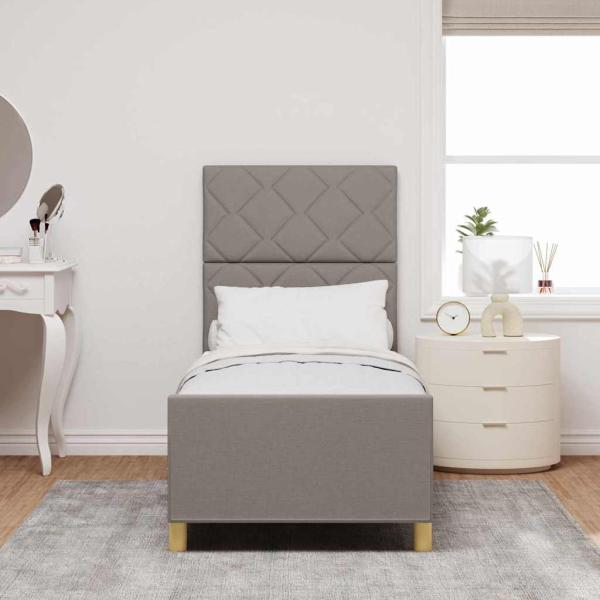 Bettgestell in Taupe 80x200 cm aus Stoff