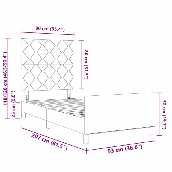 Bettgestell dunkelbraun 90x200 cm aus Stoff