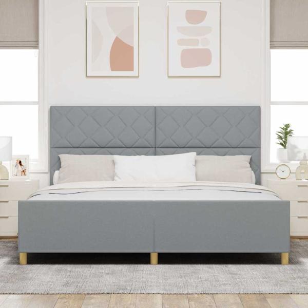 Bettgestell mit Kopfteil Hellgrau 200 x 200 cm Stoff