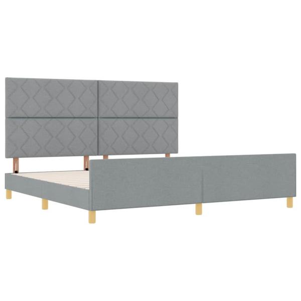 Bettgestell mit Kopfteil Hellgrau 200 x 200 cm Stoff