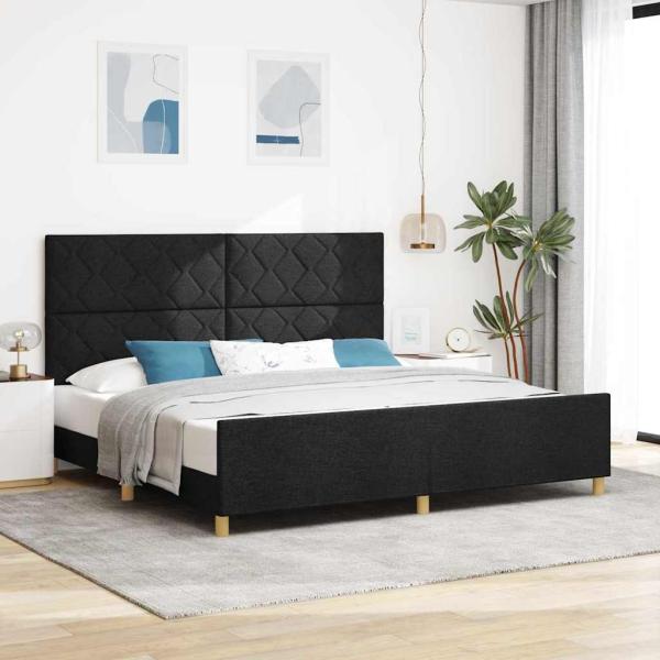 ARDEBO.de - Bettgestell mit Kopfteil Schwarz 200 x 200 cm Stoff