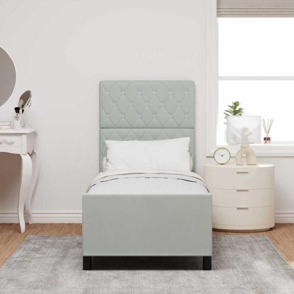 Boxspringbett mit Kopfteil Hellgrau 80 x 200 cm Samt