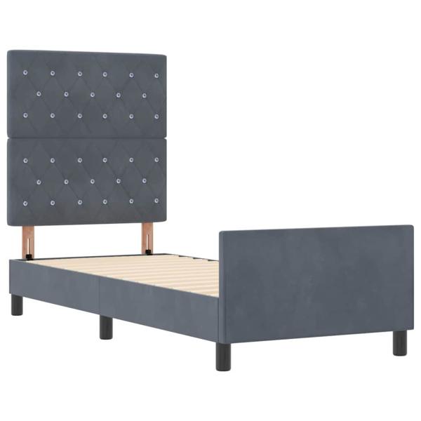 Boxspringbett mit Kopfteil Dunkelgrau 80 x 200 cm Samt