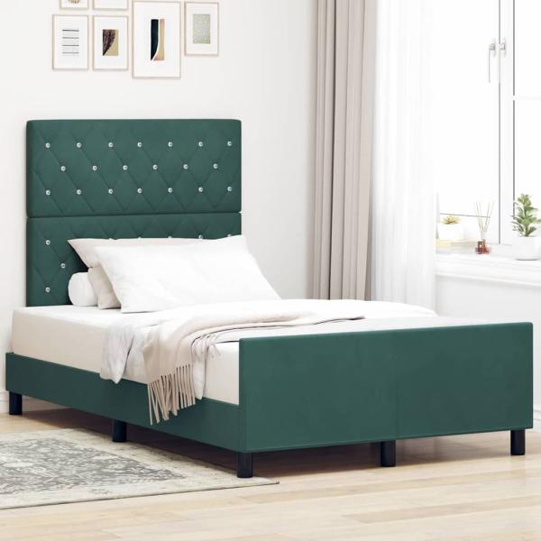 ARDEBO.de - Boxspringbett mit Kopfteil Dunkelgrün 120 x 200 cm Samt