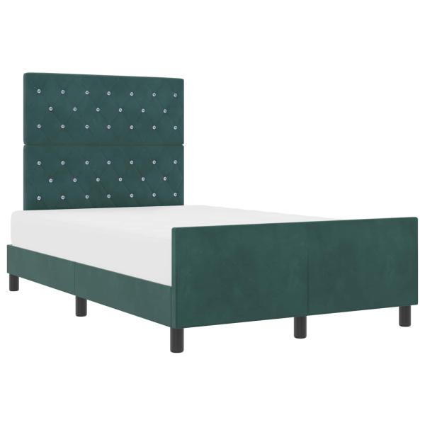 Boxspringbett mit Kopfteil Dunkelgrün 120 x 200 cm Samt