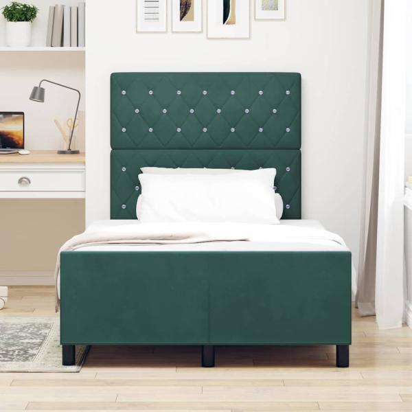 Boxspringbett mit Kopfteil Dunkelgrün 120 x 200 cm Samt