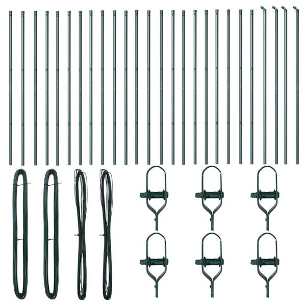 Zaunpfosten 26 Stück Grün Ø32 mm 190 cm Galvanisiertes Stahl