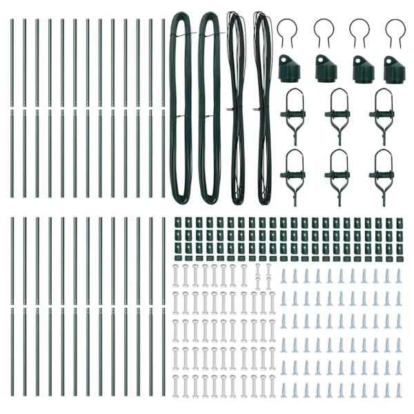 Zaunpfosten 26 Stück Grün Ø32 mm 190 cm Galvanisiertes Stahl