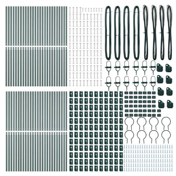 Zaunpfosten 52 Stück Grün Ø32 mm 190 cm Galvanisiertes Stahl