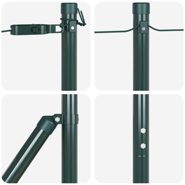 Gartenzaunpfosten 26 Stück Grün Ø32 mm 200 cm Verzinkter Stahl