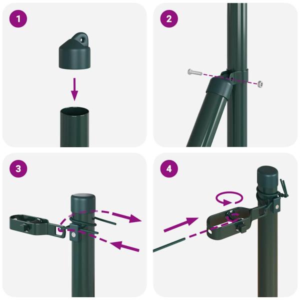 Zaunpfosten 26 Stück Grün Ø32 mm 210 cm Verzinkter Stahl