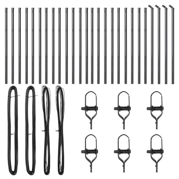 Zaunpfosten 26 Stück Grau Ø32 mm 80 cm Verzinkter Stahl