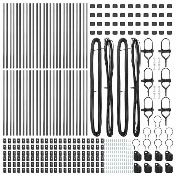 Zaunpfosten 52 Stück Grau Ø32 mm 80 cm Galvanisiertes Stahl
