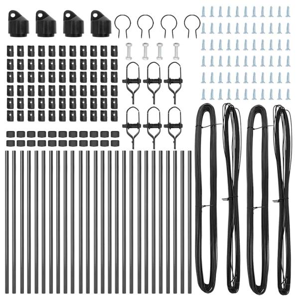 Pfosten 26 Stück Grau Ø32 mm 120 cm Galvanisiertes Stahl
