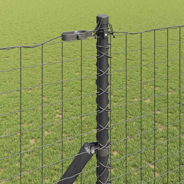 Zaunpfosten 52 Stück Grau Ø32 mm 200 cm Galvanisiertes Stahl