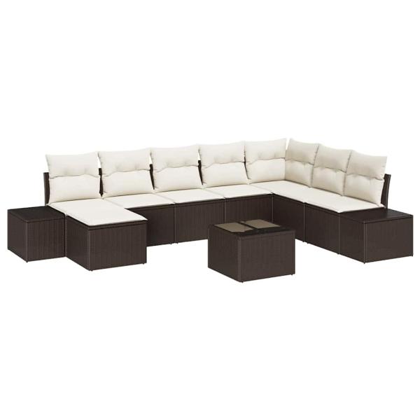 8 Teile Garten Sofa Set mit Kissen Grau Poly Rattan