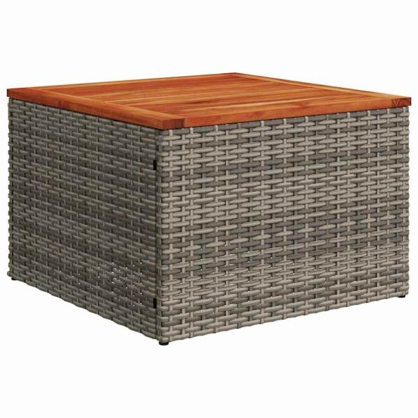 7-teiliges Garten Sofa Set mit Kissen Grau Poly Rattan Akazie