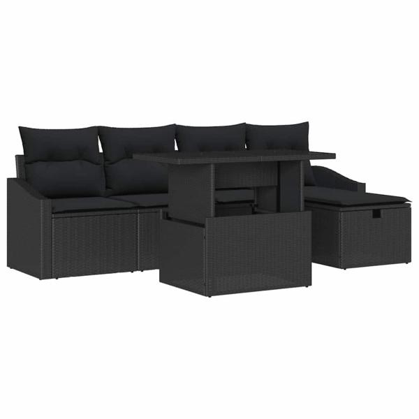 Gartensofa-set 6 stk. Schwarz Poly-Rattan