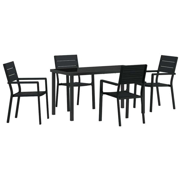 5 Teile Garten Esstisch Set Schwarz HDPE