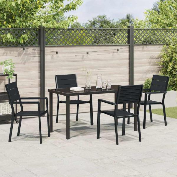 5 Teile Garten Esstisch Set Schwarz HDPE