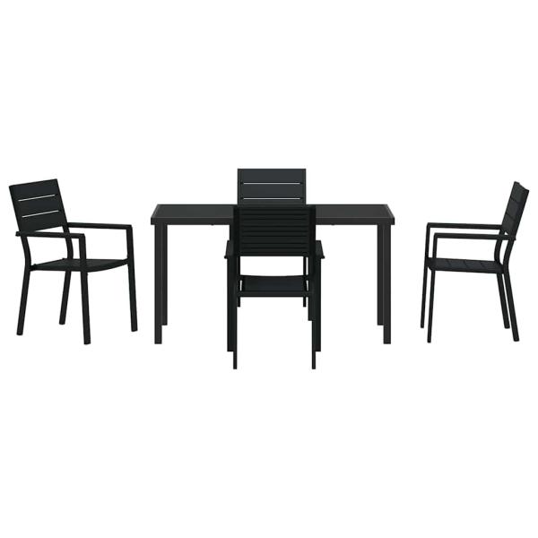 5 Teile Garten Esstisch Set Schwarz HDPE