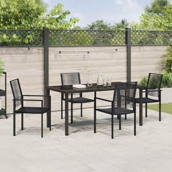 5-teiliges Garten-Esszimmer-Set Schwarz PVC-Rattan