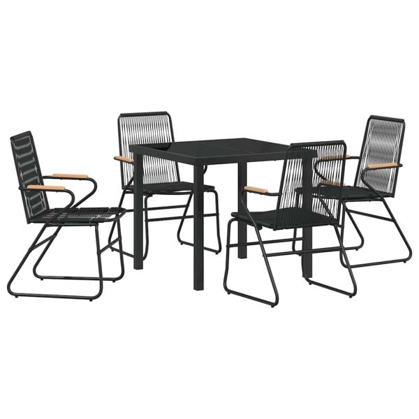 5-teiliges Garten-Dining-Set Schwarz PVC-Rattan