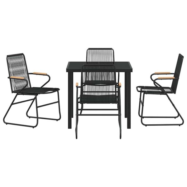 5-teiliges Garten-Dining-Set Schwarz PVC-Rattan