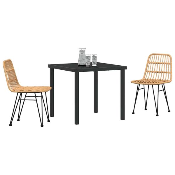 3-teiliges Garten-Ess-Set in Braun aus Poly-Rattan