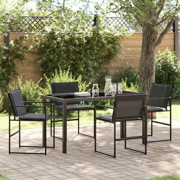 ARDEBO.de - 5-teiliges Garten-Dining-Set mit Kissen schwarz Textilene und Stahl