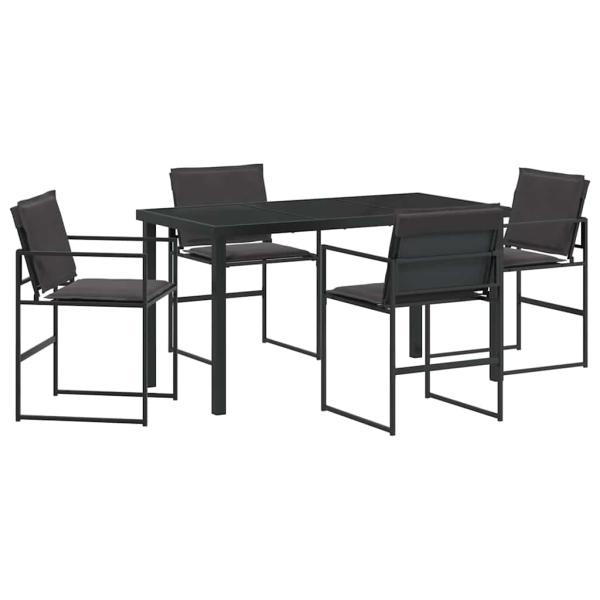 5-teiliges Garten-Dining-Set mit Kissen schwarz Textilene und Stahl