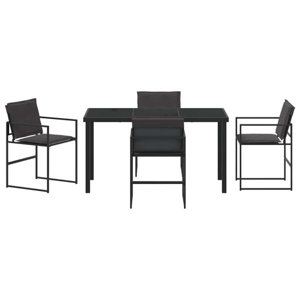 5-teiliges Garten-Dining-Set mit Kissen schwarz Textilene und Stahl