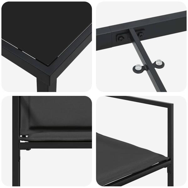 5-teiliges Garten-Dining-Set mit Kissen schwarz Textilene und Stahl