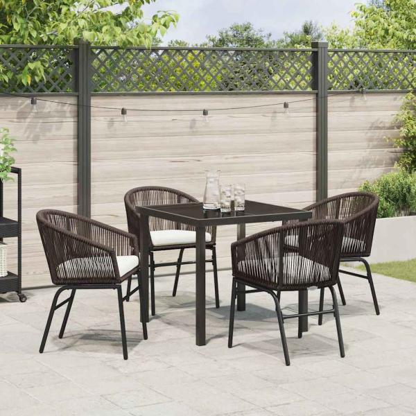 5-teiliges Garten-Essset Braun Poly-Rattan