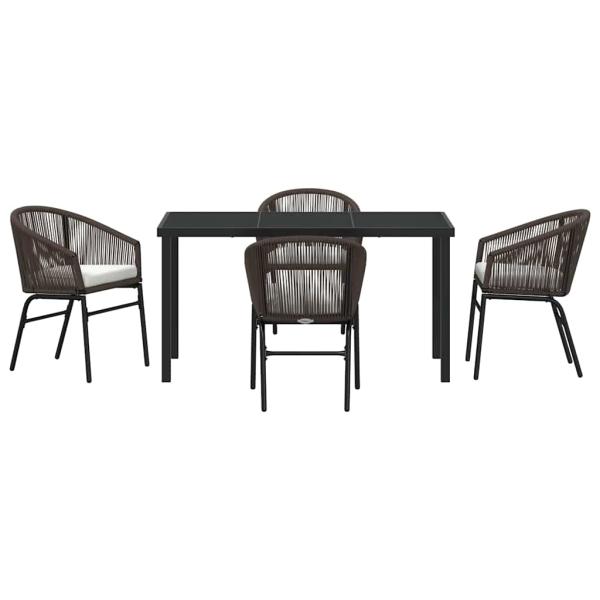 5-teiliges Garten-Essgruppen-Set aus braunem Poly-Rattan