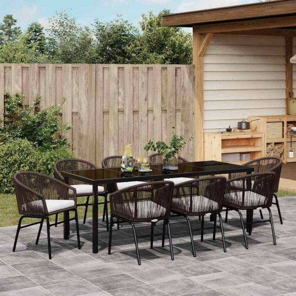 9-teiliges Garten-Ess-Set Braun Poly-Rattan