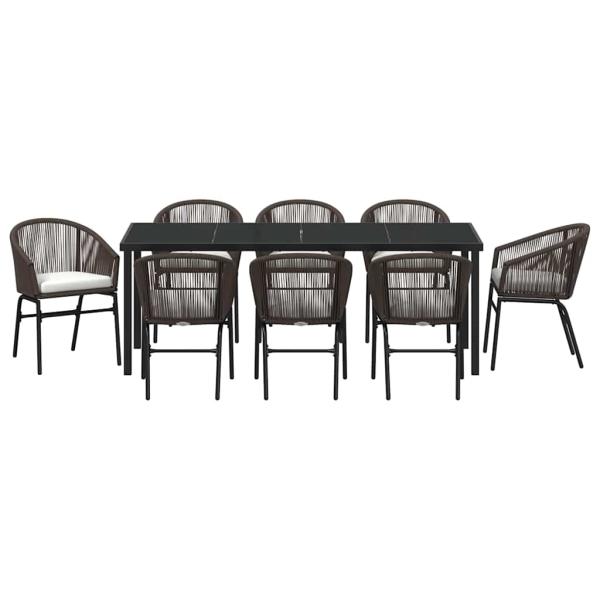 9-teiliges Garten-Ess-Set Braun Poly-Rattan