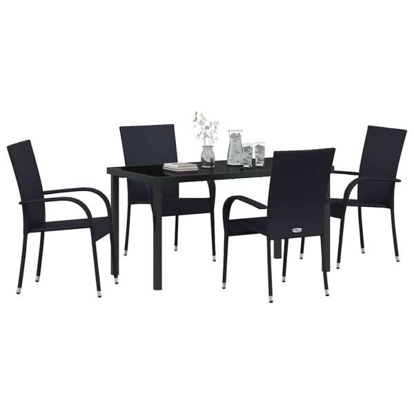 5-teiliges Garten-Ess-Set Schwarz Poly-Rattan