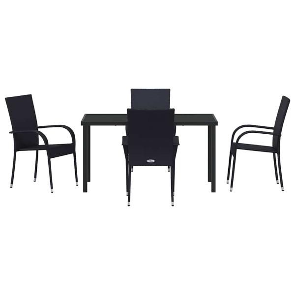 5-teiliges Garten-Ess-Set Schwarz Poly-Rattan