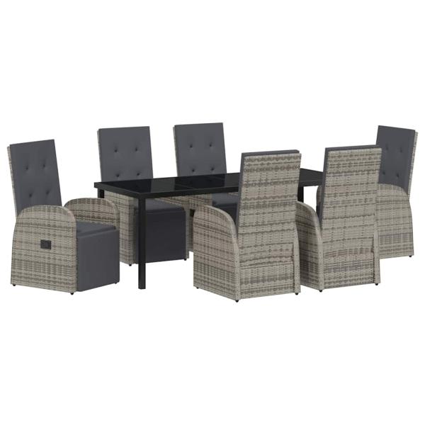Garten Essgruppe 7 stk. Grau Poly-Rattan