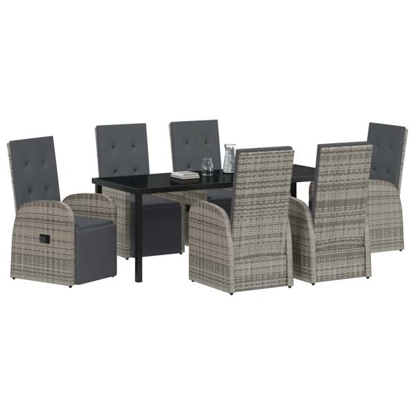 Garten Essgruppe 7 stk. Grau Poly-Rattan