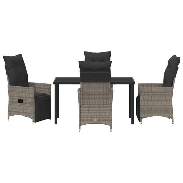 5-teiliges Gartenset mit Kissen Grau Poly-Rattan