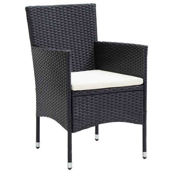 5-teiliges Garten-Essset aus schwarzem Poly-Rattan