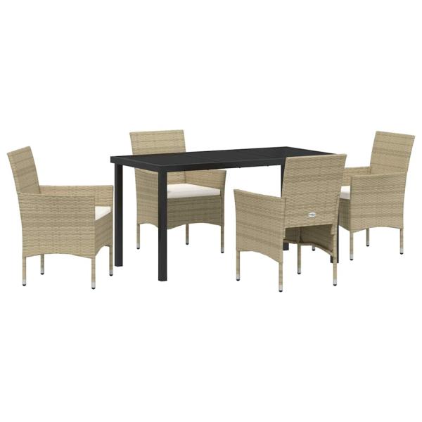 5-teiliges Garten-Essset Beige Poly-Rattan