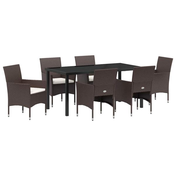 7-teiliges Garten-Essset Braun Poly-Rattan