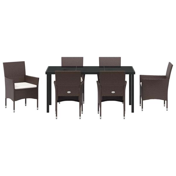 7-teiliges Garten-Essset Braun Poly-Rattan